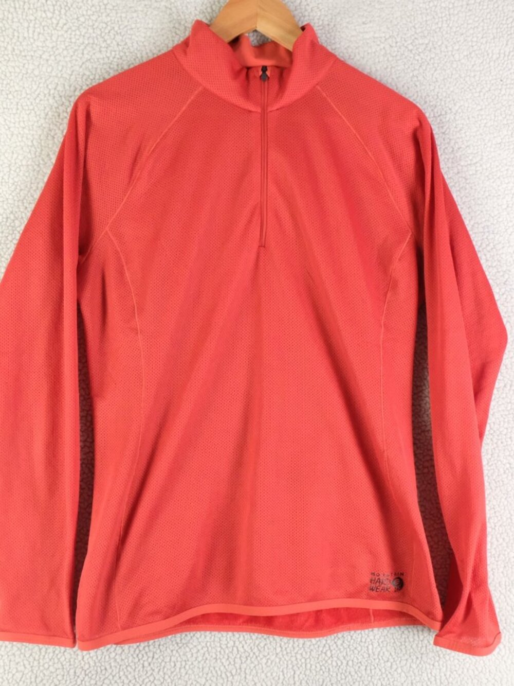 Mountain Hardwear Sweater Womens Large Red Thermal Fleece Knit Quarter Zip